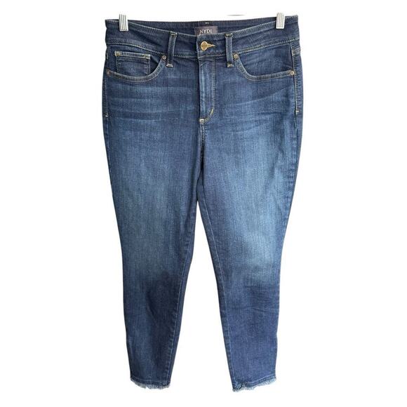 NYDJ Jeans Womens Zip Fray Hem Stretch Skinny Ankle Distressed m66z2106 sz 8 - Picture 1 of 11